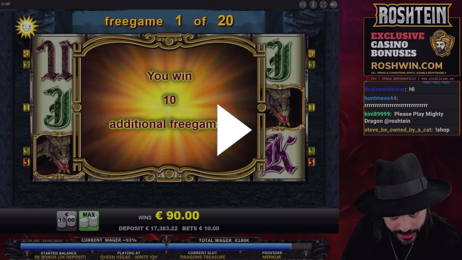 £190 Daily freeroll slot tournament at Party Casino
