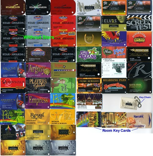 49 Casino Slot Cards & 3 Hotel Room Key Cards
