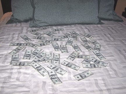 Bed of Money After Jackpots at Hard Rock Biloxi