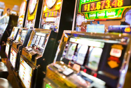 Row of slot machines in Las Vegas casino