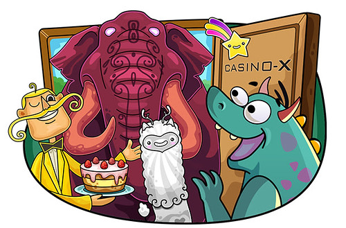 15 freespins in Pink Elephants casino slot at Casino-X